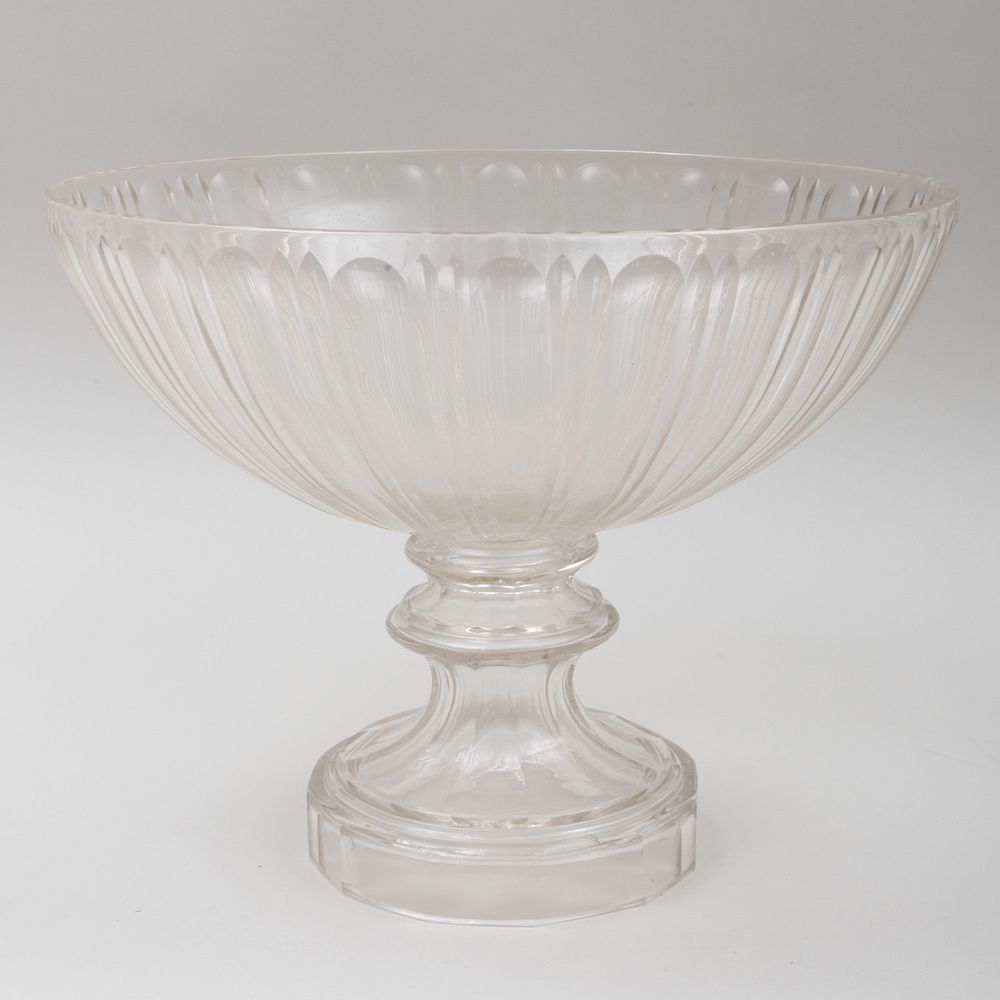 Appraisal: Large Irish Glass Footed Center Bowl x in Condition In