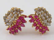 Appraisal: A pair of yellow metal tests carat gold ruby and