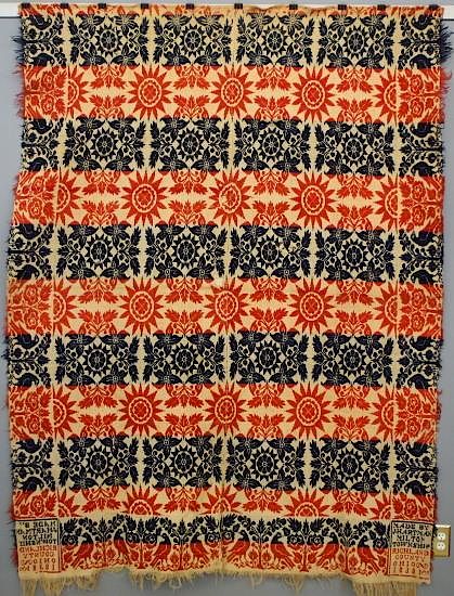 Appraisal: Jacquard coverlet J Hartman A mid th century Jacquard coverlet