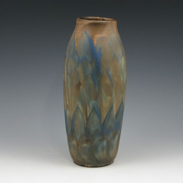 Appraisal: Peters Reed Landsun vase in deep blue brown and green