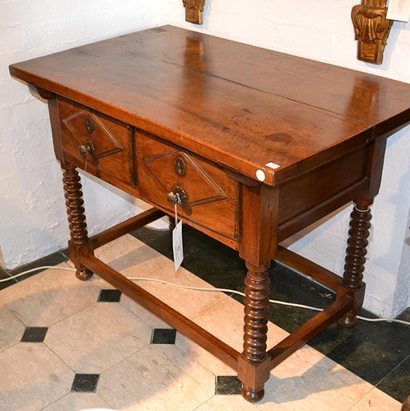 Appraisal: AN TH CENTURY CARLOS II SPANISH WALNUT SIDE TABLE rectangular