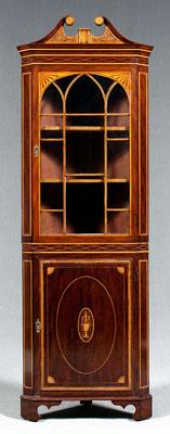 Appraisal: Very fine inlaid corner cupboard Hepplewhite design of narrow size