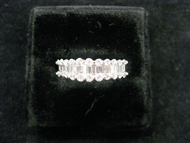 Appraisal: Diamond Ring fine center row of baguette diamonds with round