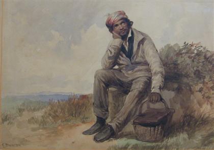 Appraisal: EDWARD DUNCAN british - FIGURE RESTING IN LANDSCAPE Signed bottom