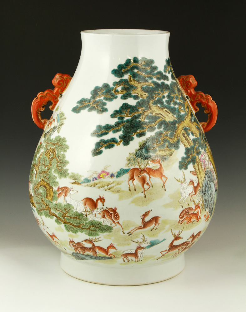 Appraisal: - Chinese Hundred Deer Zun Vase Hundred deer Zun vase