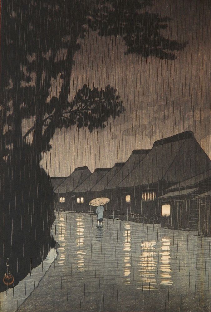 Appraisal: Hasui Kawase woodblock Hasui Kawase Japanese - - ''Rain at