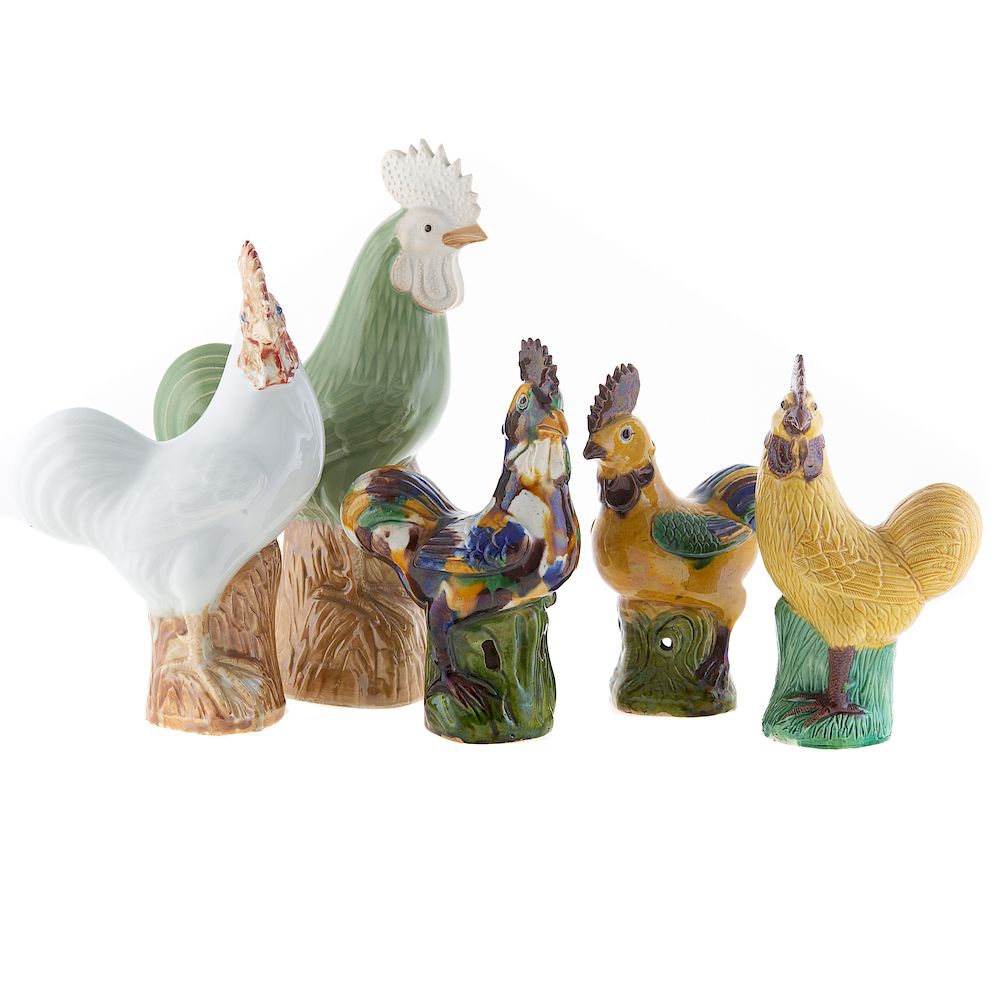 Appraisal: Three Chinese Export Porcelain Roosters late th and th centuries