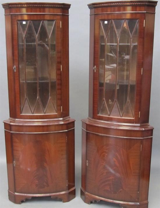 Appraisal: PAIR CORNER CABINETS George III style Mahogany