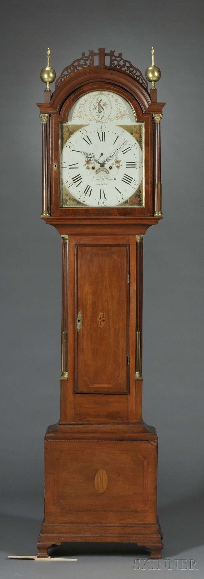 Appraisal: Simon Willard Mahogany Tall Clock Roxbury Massachusetts c with pierced