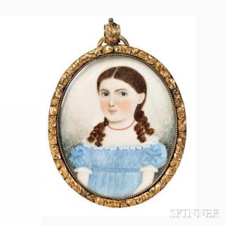 Appraisal: American School c - Portrait Miniature of a Girl in