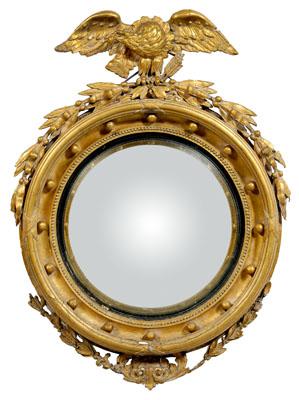 Appraisal: Federal style convex mirror carved and gilt wood and composition