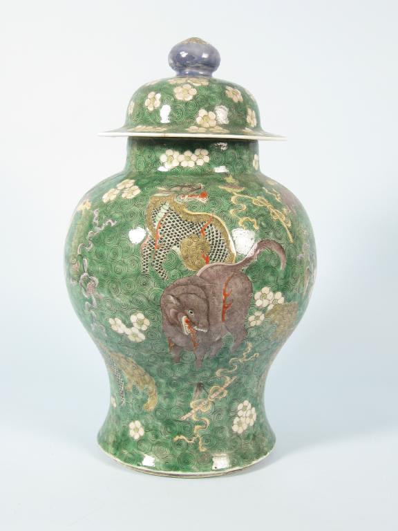 Appraisal: A Chinese large baluster Jar and Cover painted numerous animals