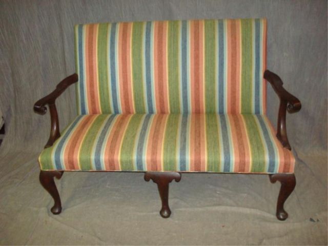 Appraisal: KITTINGER Queen Anne Style Upholstered Loveseat From a NJ estate