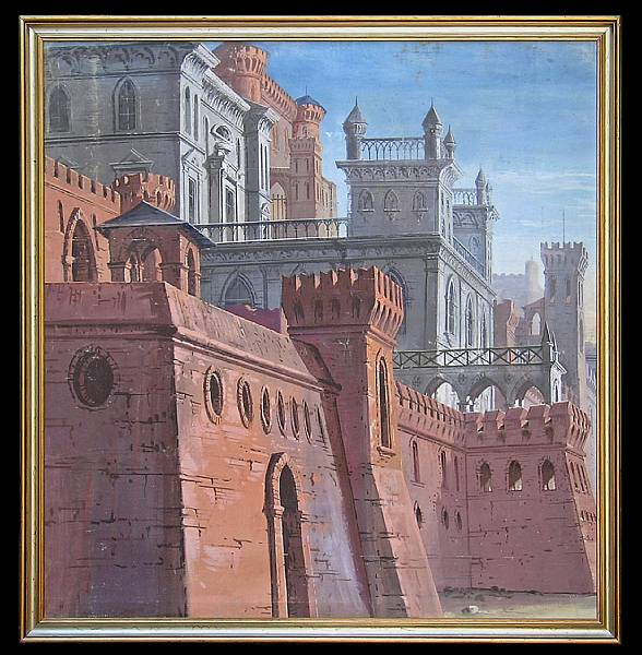 Appraisal: An Italian painting of the Castello di Ferrara circa gouache