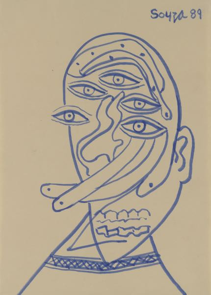 Appraisal: FRANCIS NEWTON SOUZA INDIAN - x Sketch of a head