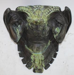 Appraisal: Gargoyle wall mount shelf in fibreglass with verdigris finish h