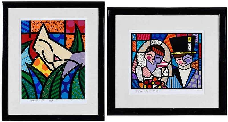 Appraisal: Romero Britto Florida Brazilian born Two serigraphs Happy Cat artist