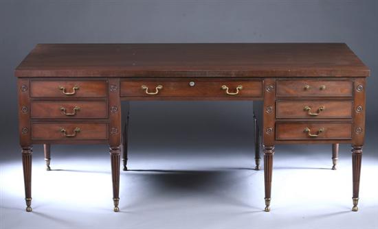 Appraisal: FEDERAL STYLE MAHOGANY DOUBLE-PEDESTAL DESK th century Kittinger Buffalo branded