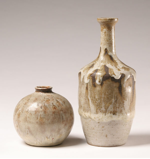 Appraisal: Lot of two stoneware pottery vases one of spherical from