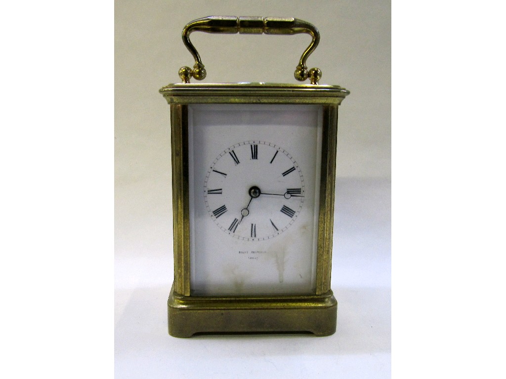 Appraisal: French brass cased carriage clock marked for Hirst Brothers Leeds