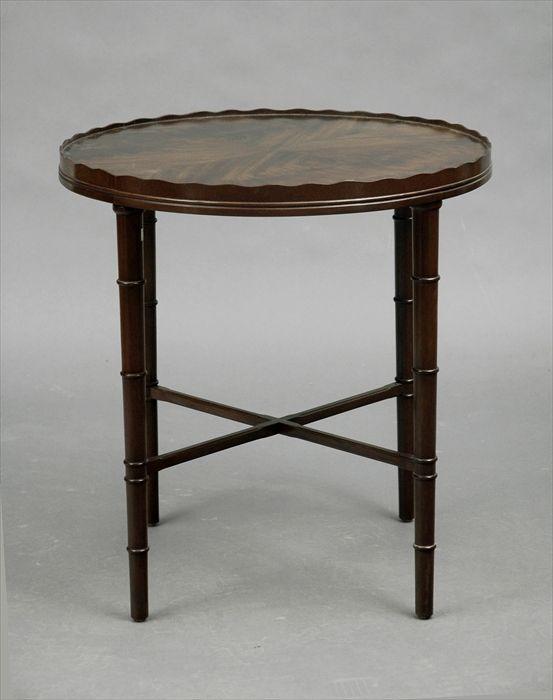 Appraisal: Regency-Style Mahogany Table with Bamboo-Turned Legs in in diam