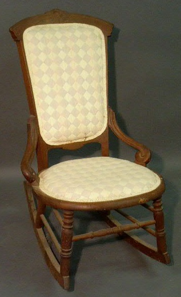 Appraisal: Victorian walnut upholstered rocker h x w x d seat