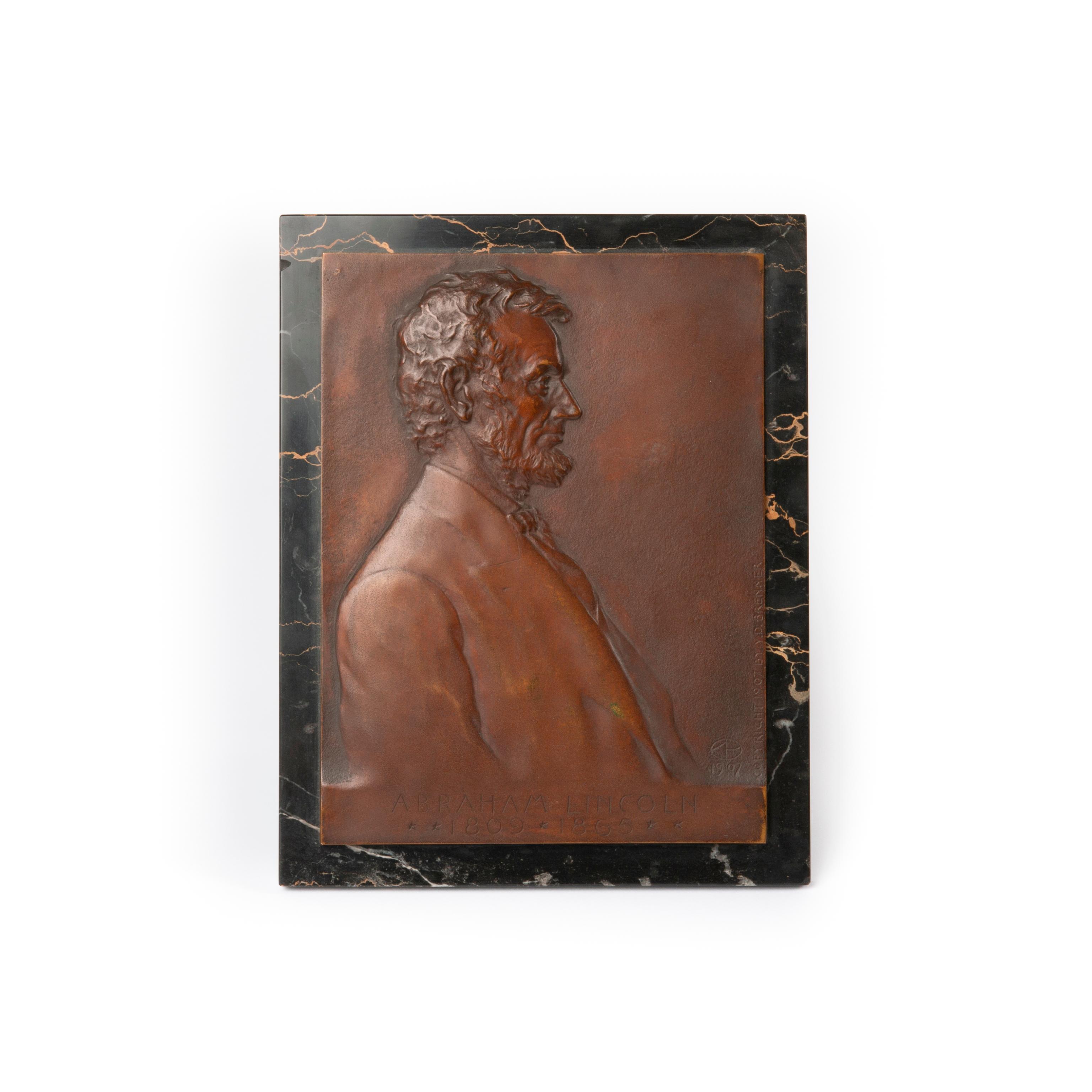 Appraisal: LINCOLN BRONZE PLAQUE BY VICTOR D BRENNER Victor David Brenner