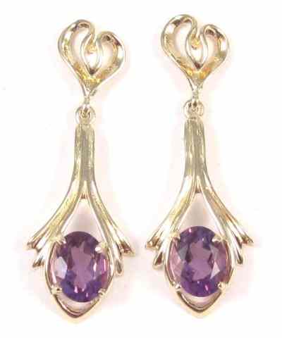 Appraisal: PAIR OF PURPLE AMETHYST EARRINGS each k yellow gold with