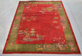 Appraisal: Chinese Art Deco Pictorial Room Size Carpet Rug CHINA CIRCA