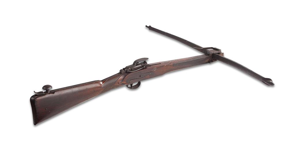 Appraisal: CENTRAL EUROPEAN CROSSBOW CIRCA with steel bow engraved action split