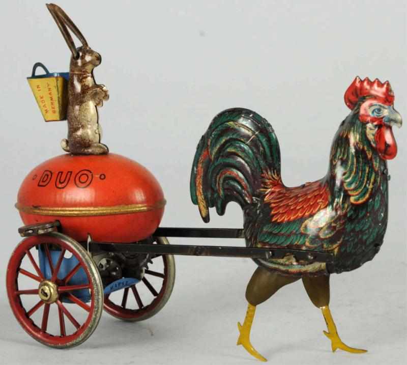 Appraisal: Tin Litho Lehmann Duo Rooster Wind-Up Toy German Working Later