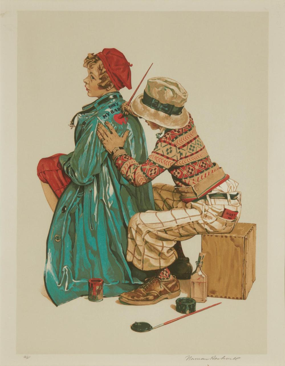 Appraisal: AFTER NORMAN ROCKWELL - SHE'S MY BABY LITHOGRAPH IN COLORS