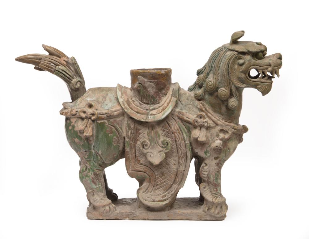 Appraisal: Large Chinese 'Sancai' Glazed Tileworks Figure of a Buddhist Lion