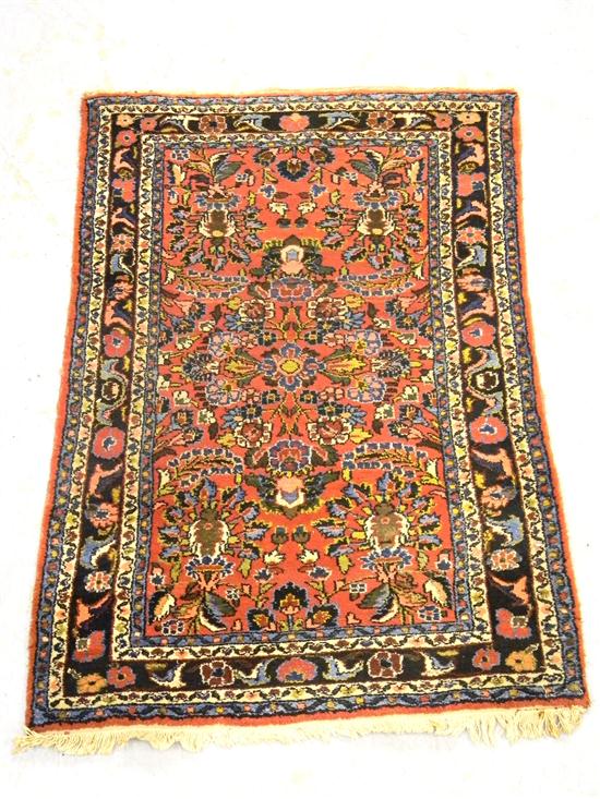 Appraisal: Semi-Antique Persian Hamadan rug red blue pink cream stylized flowers