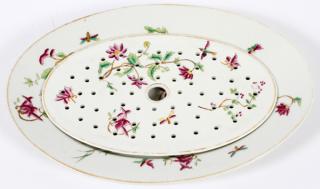 Appraisal: BELGIUM PORCELAIN HAND PAINTED PLATTER W L strainer insert