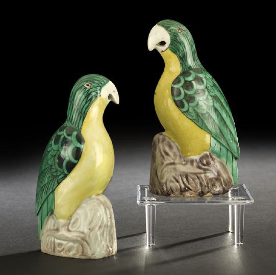 Appraisal: Pair of Chinese Export Porcelain Figures of Parrots each modeled