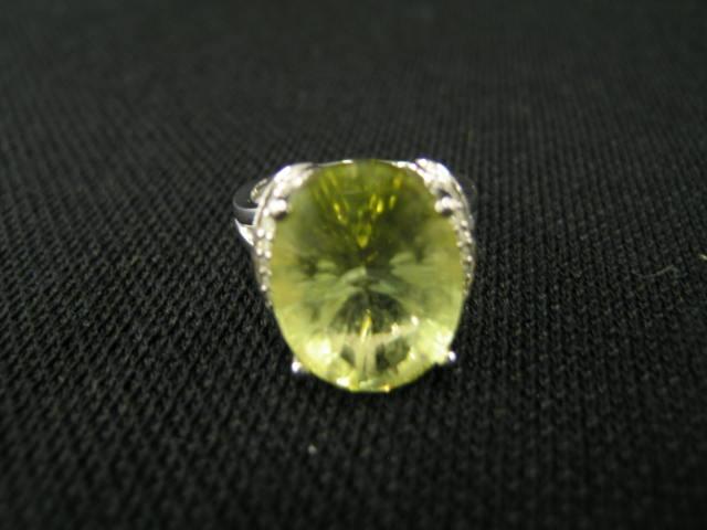 Appraisal: Lemon Topaz Diamond Ring carat cut gem with diamonds on