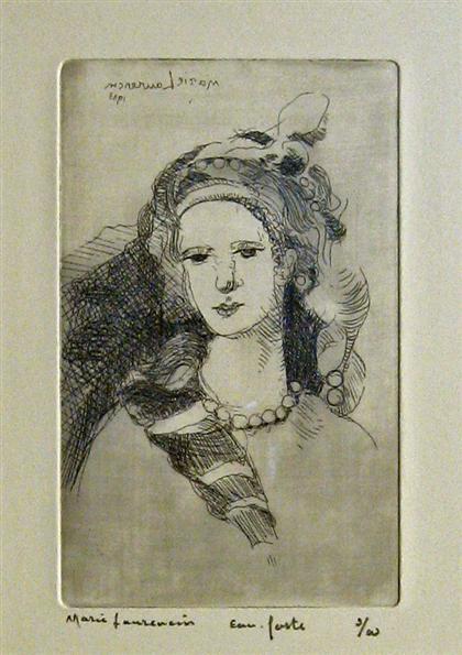 Appraisal: MARIE LAURENCIN french - EAU-FORTE Pencil signed titled and indistinctly