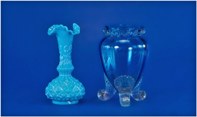 Appraisal: Victorian Blue Glass Vase Height Inches Together With A Blue