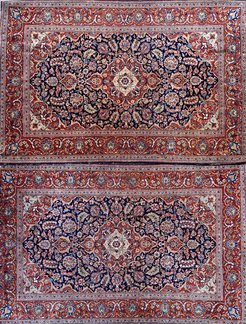 Appraisal: A pair of Kashan rugs Persian each with a dark