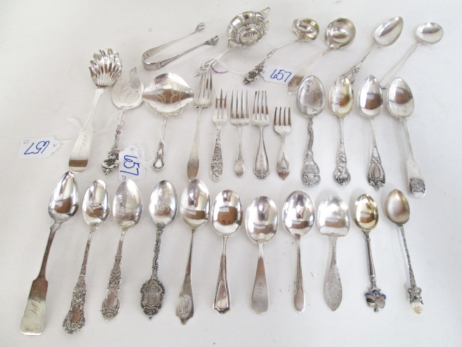 Appraisal: TWENTY-NINE SILVER FLATWARE AND OTHER PIECES comprised of coin silver