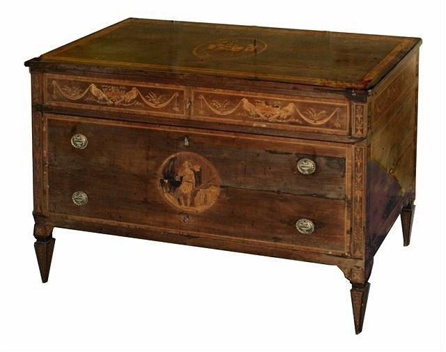 Appraisal: AN TH CENTURY ITALIAN WALNUT AND INLAID COMMODE with blind