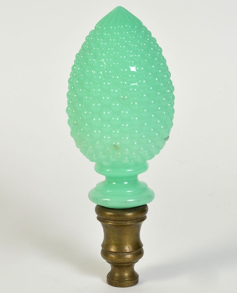 Appraisal: Antique Green Opaline Boule Newel Post Antique green opaline newel