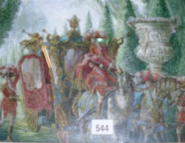 Appraisal: Thierry Bosquet Contemporary An ornate carriage with footmen in an