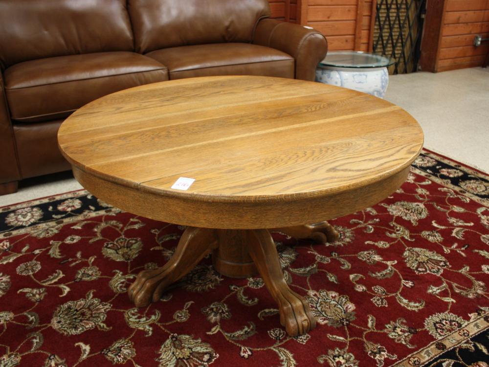 Appraisal: ROUND OAK PEDESTAL COFFEE TABLE American early th century originally