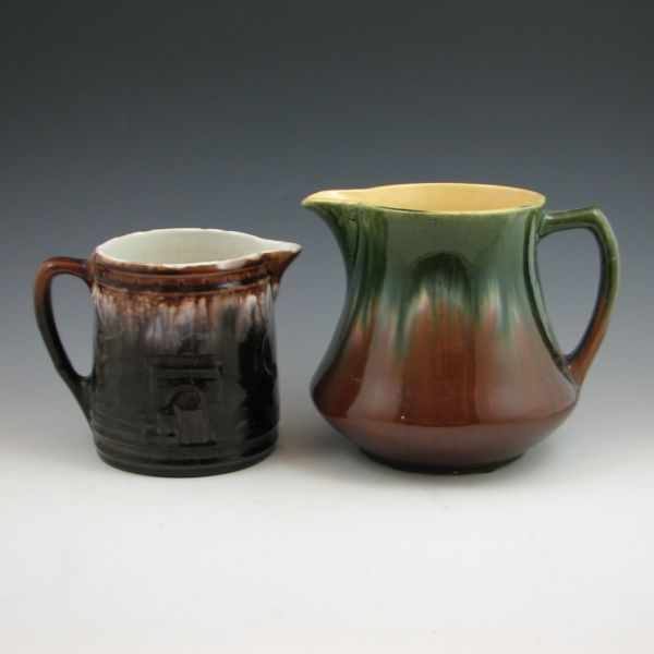 Appraisal: Two early Roseville pitchers with blended glaze Unmarked Flakes to