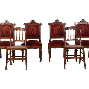 Appraisal: A Set of Four Victorian Walnut Side Chairs and a