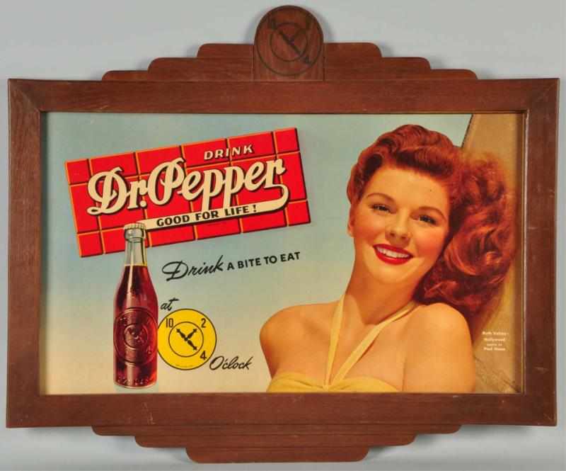 Appraisal: Cardboard Dr Pepper Horizontal Poster Description Framed under glass Only