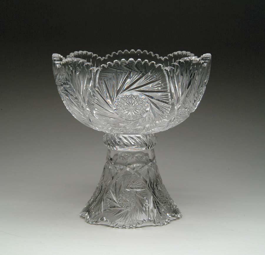 Appraisal: TWO PIECE PUNCHBOWL Two piece punchbowl is cut in pinwheel