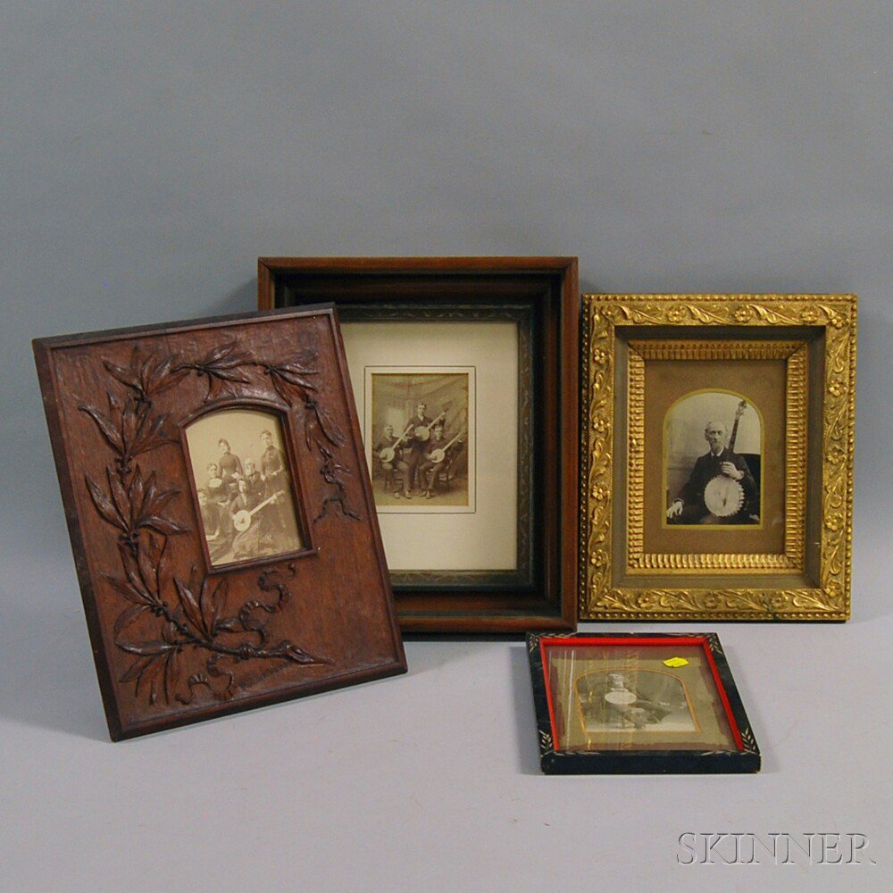 Appraisal: Four Framed Photographs of Musicians and Banjo Players two individual